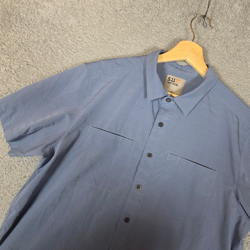 5.11 Tactical Button Down Shirt Mens Medium Blue Good Short Sleeve Ripstop